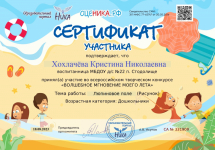 Сертификат участника Всероссийского творческого конкурса 